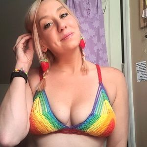 rainbow crochet bikini top - handmade